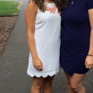 White scalloped shifter dress